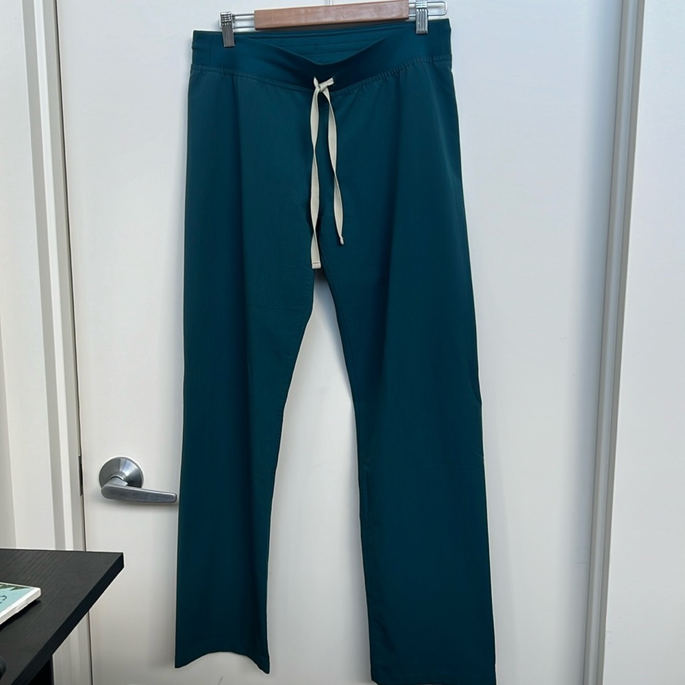 Figs Teal Women's Pants with Cream Drawstring